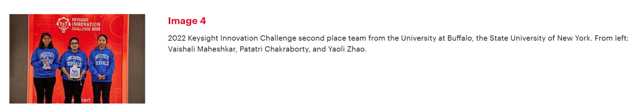 University at Buffalo team receiving second place in the 2022 Keysight Innovation Challenge